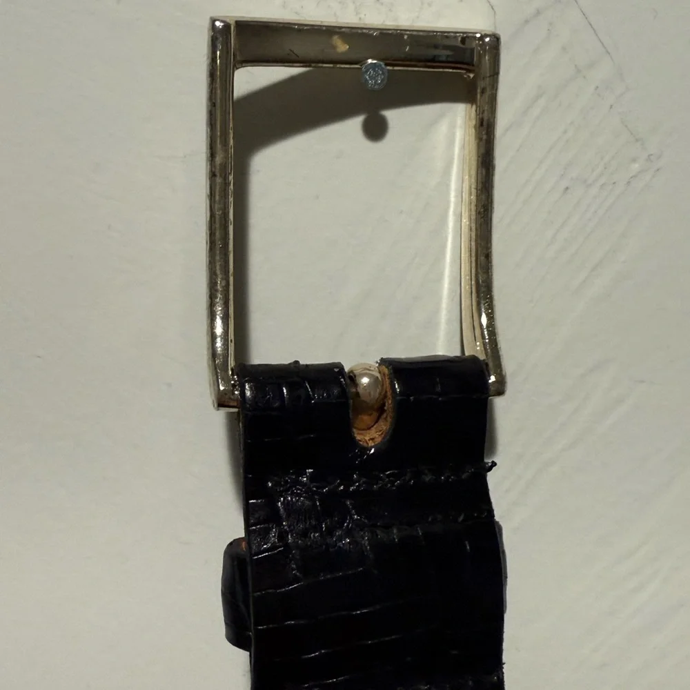 Martin Dingman Black Leather Belt with Silver Buckle